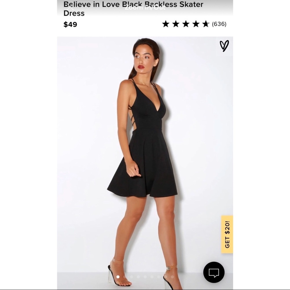 Believe in Love Black Backless Skater Dress